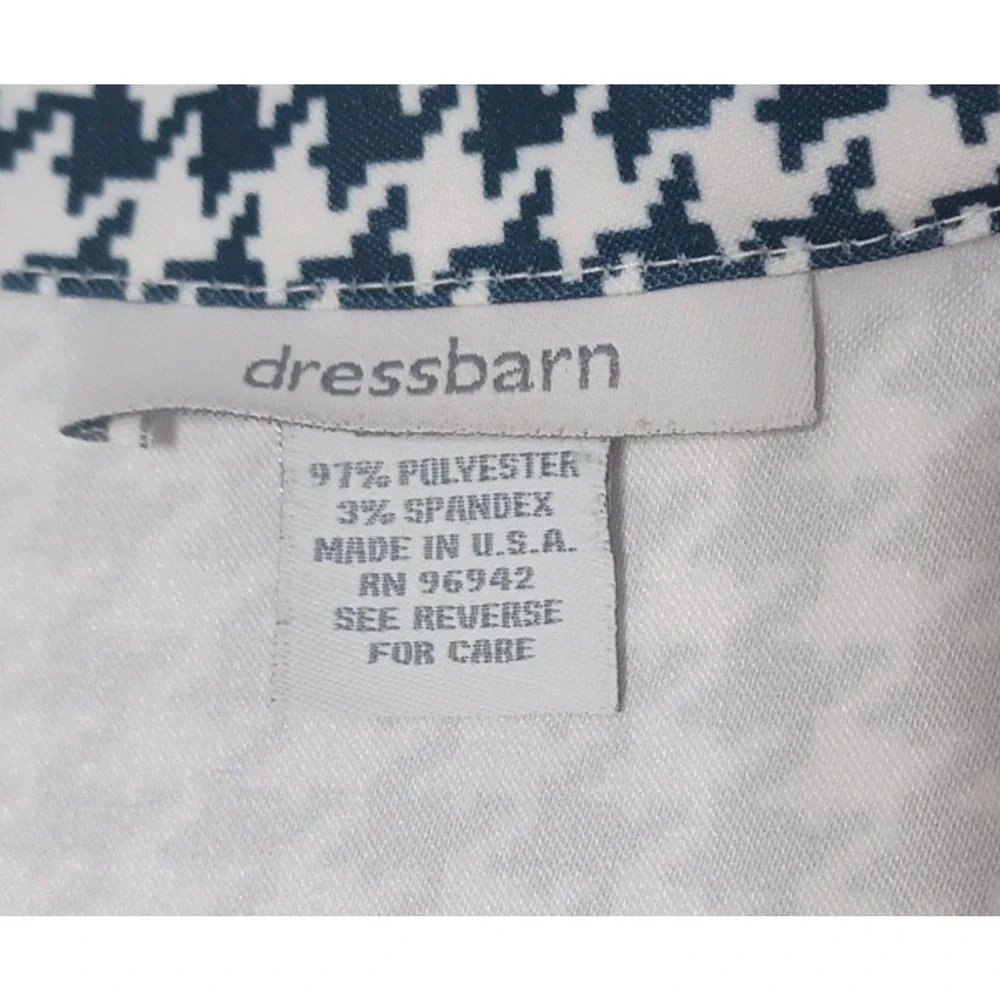 Dressbarn VTG Women's Blk Wht Houndstooth Check Blazer Sz L 3/4 Sleeve USA*READ